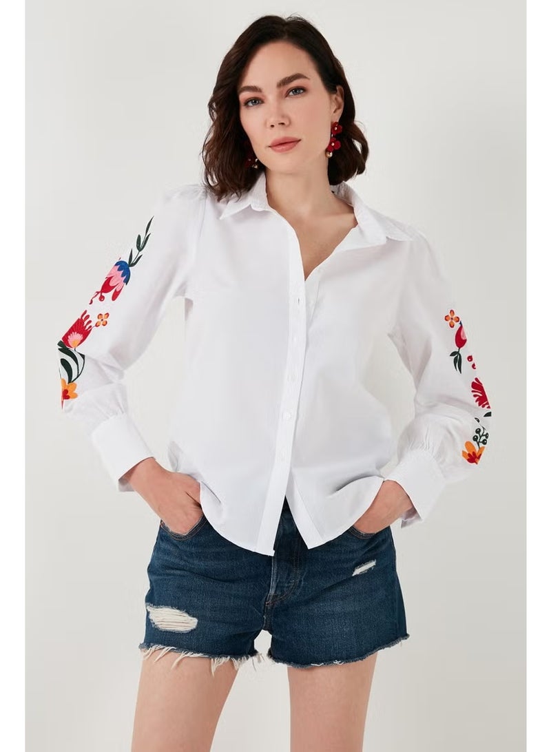 Lela Balloon Sleeve Floral Embroidered Shirt for Women 611GO003 - Image 1